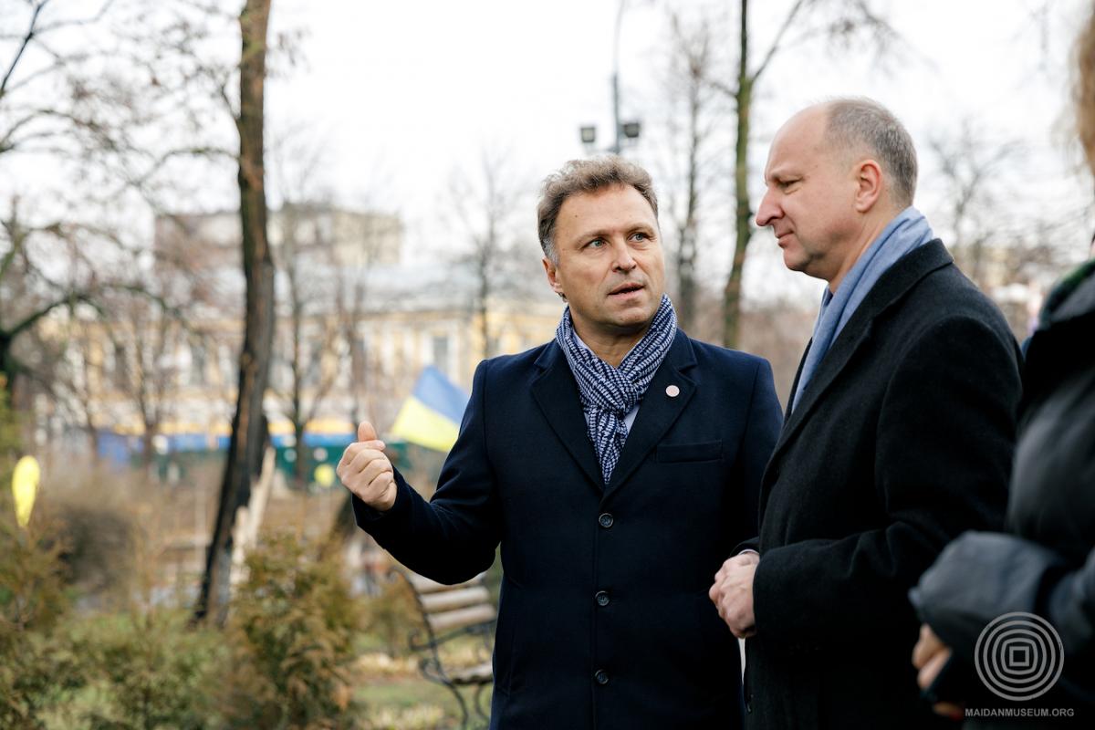 Ihor Poshyvailo, Director General of the National Museum of the Revolution of Dignity and  Wojciech Kolarski, Secretary of State at the Chancellery of the President of the Republic of Poland