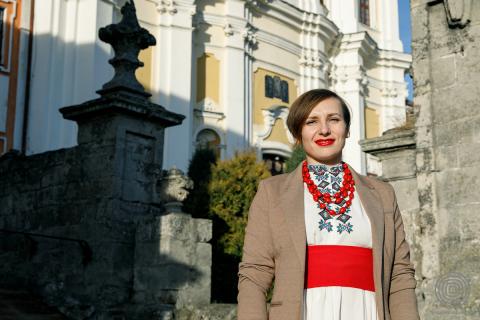 Оксана Зубок із Чернігівщини прибула до Кременця на вручення Відзнаки імені Олександра Капіноса. Грудень 2019 року